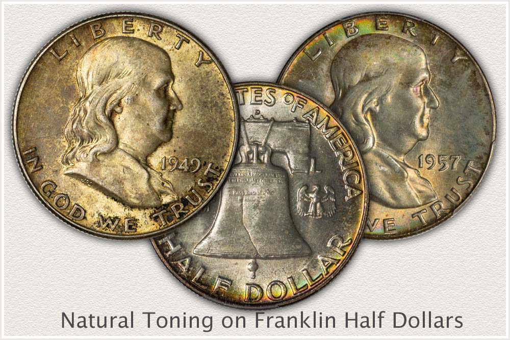 Natural Toned Franklin Half Dollars