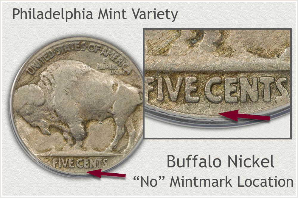 No Mintmark Area on a Buffalo Nickel