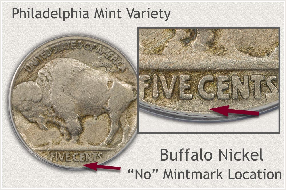 No Mintmark Identifies the Philadelphia Mint Buffalo Nickel