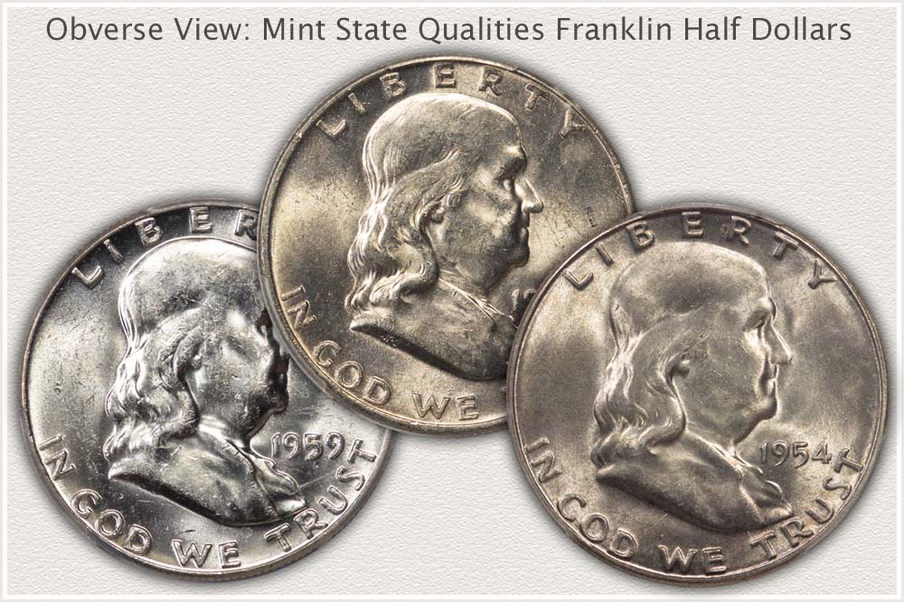 Quality Levels Obverse Mint State Franklin Half Dollars