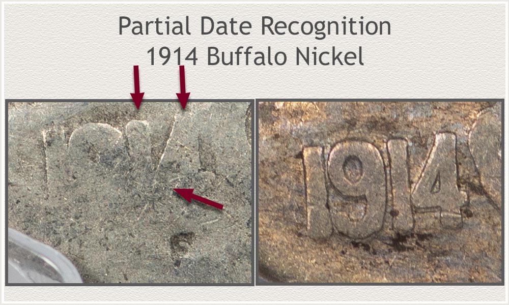 Magnified View of a Partial Date 1914 Buffalo Nickel