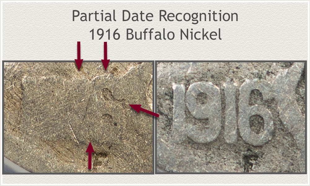 Close View of a Worn Date 1916 Buffalo Nickel
