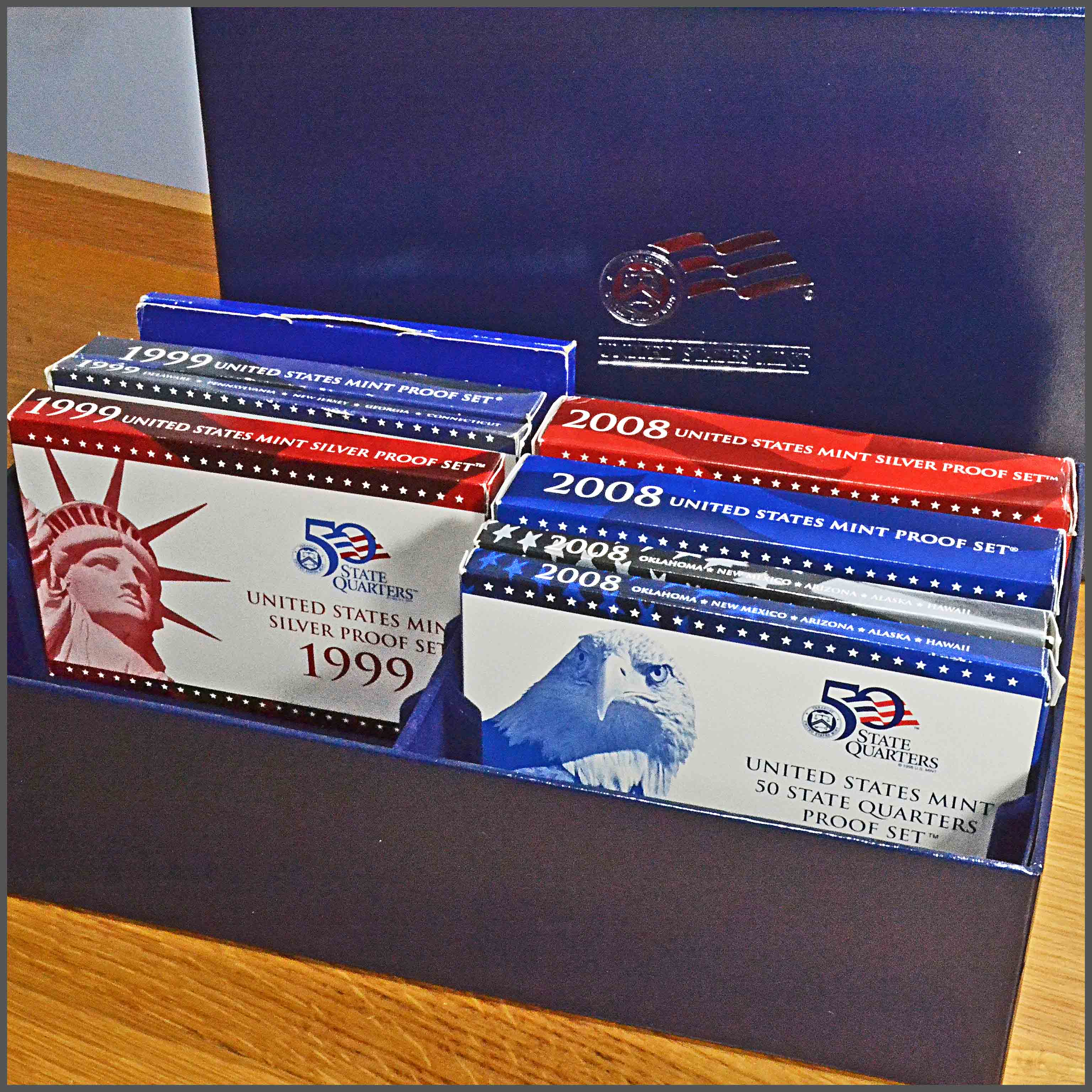6 box blue set 1968-1972 plus 1983 US mint proof sets 