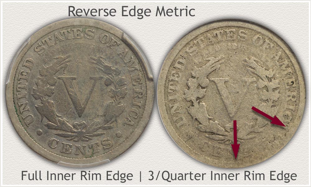 Examples of Reverse Rim Detail on Good Grade Liberty Nickels