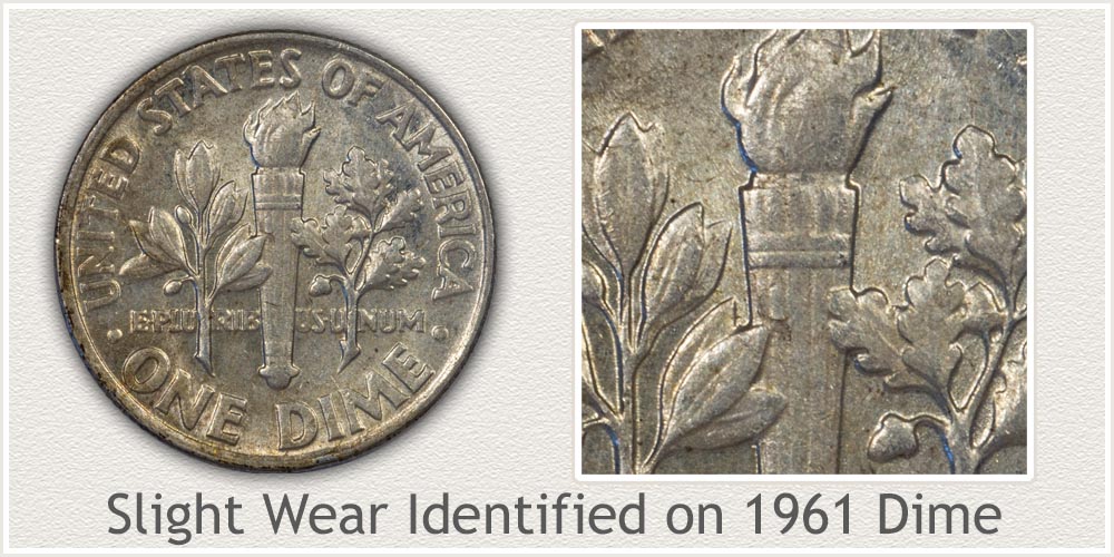 1961 Roosevelt Dime With Slight Wear