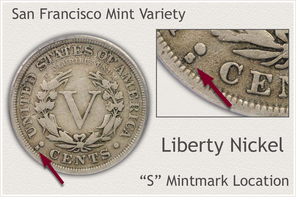 S Mintmark 1912 Liberty Nickel