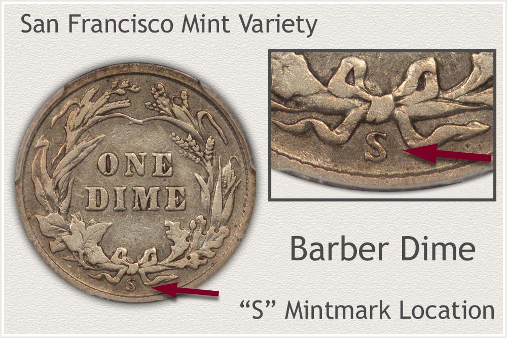 S Mintmark Barber Dime