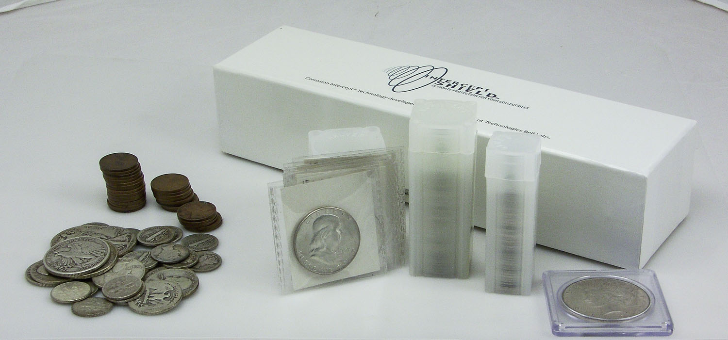 COIN SAFE- Made in America Five HALF DOLLAR SIZE SQUARE Coin Tubes 5 
