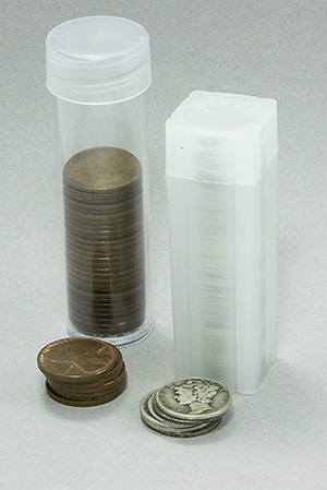 Coin Safe Square Archival Plastic Coin Tubes Lot Of 10 Dime Size Storage Tubes 