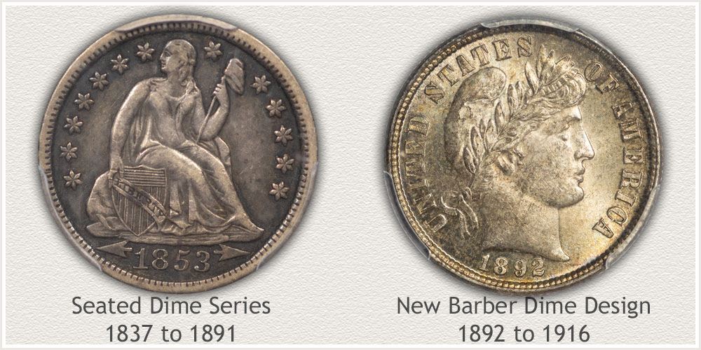 Seated Liberty and Barber Dimes