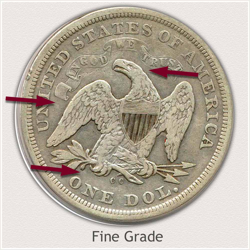 Reverse View: Fine Grade Seated Liberty Dollar