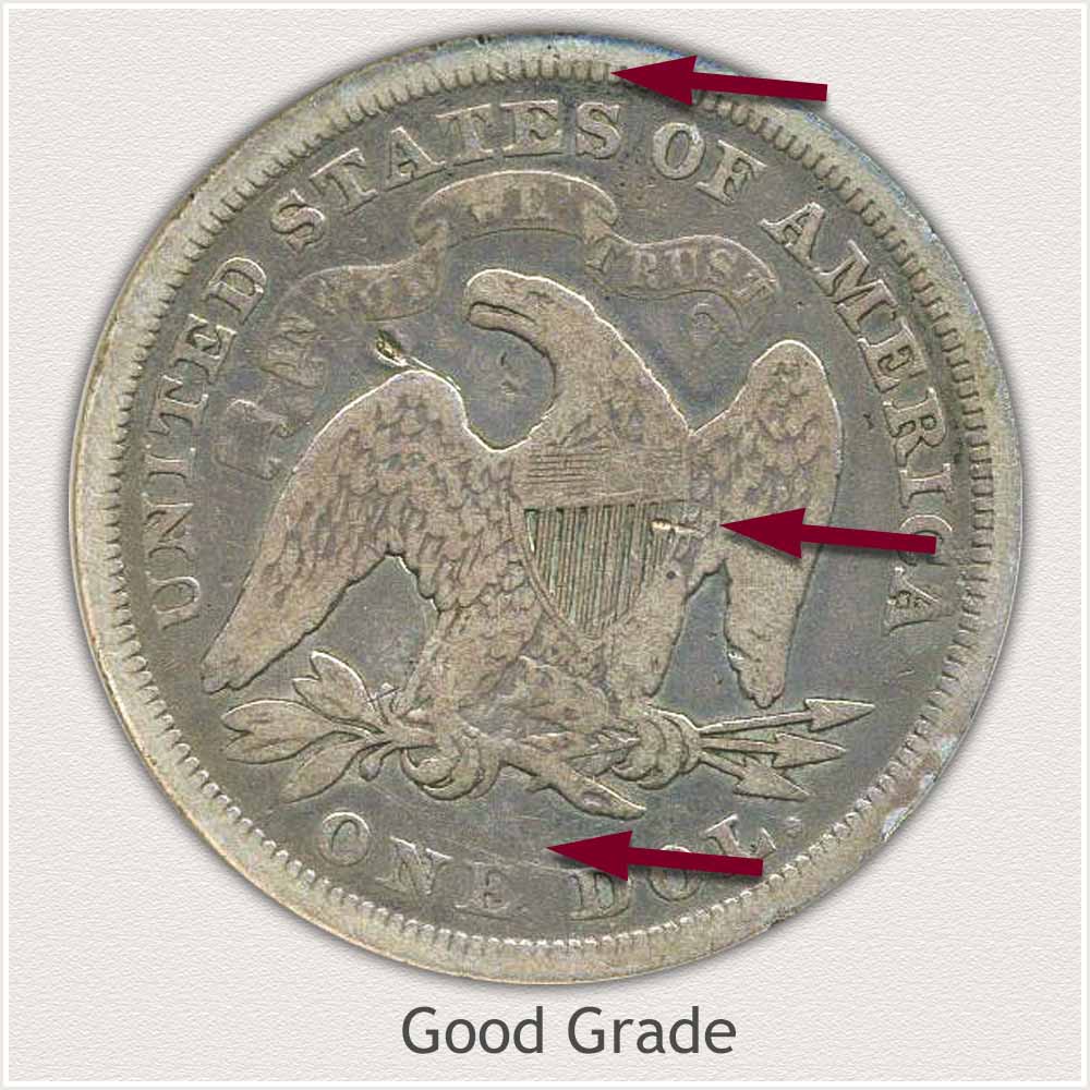 Reverse View: Good Grade Seated Liberty Dollar
