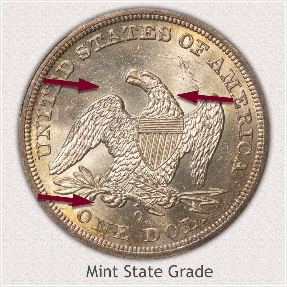 Reverse View: Mint State Grade Seated Liberty Dollar