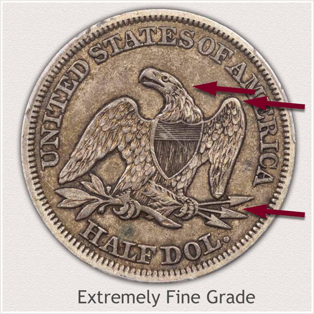 Reverse View: Extremely Fine Grade Seated Liberty Half Dollar