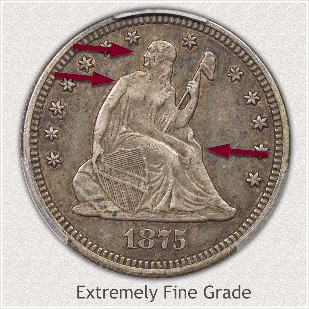 Obverse View: Extremely Fine Grade Seated Liberty Quarter