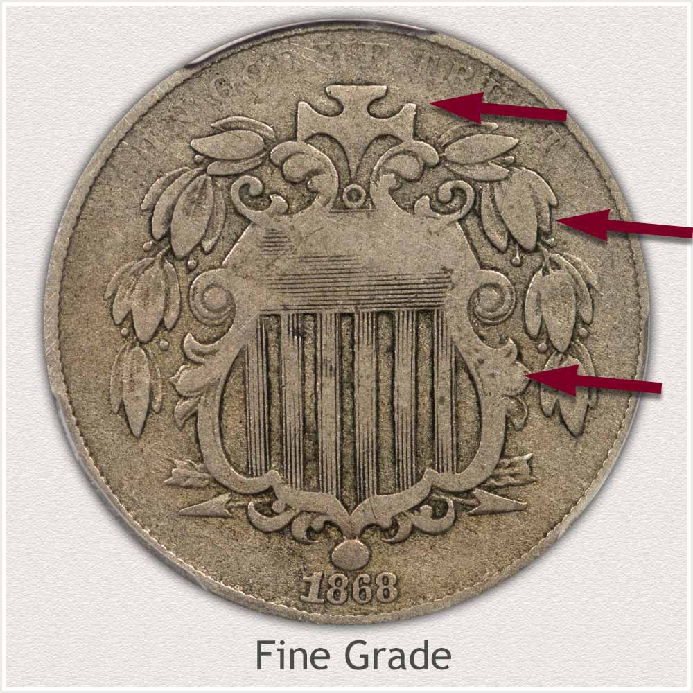 Obverse View: Fine Grade Shield Nickel