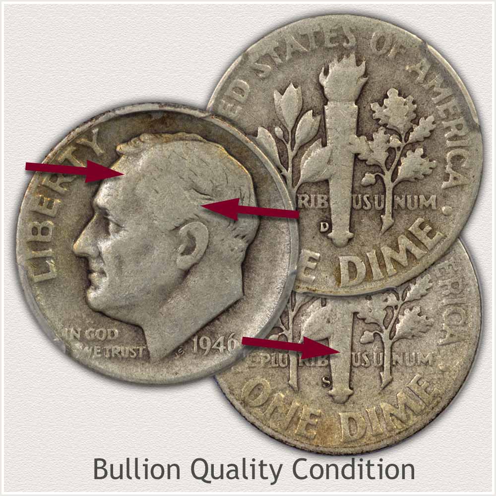Silver Roosevelt Dimes in Bullion Condition