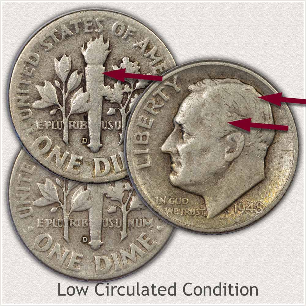 Details about   1952 D Roosevelt Dime 90% Silver Circulated 22, 27 
