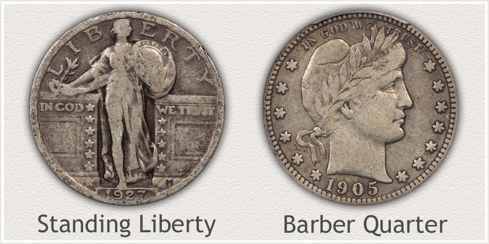 Standing Liberty and Barber Quarters