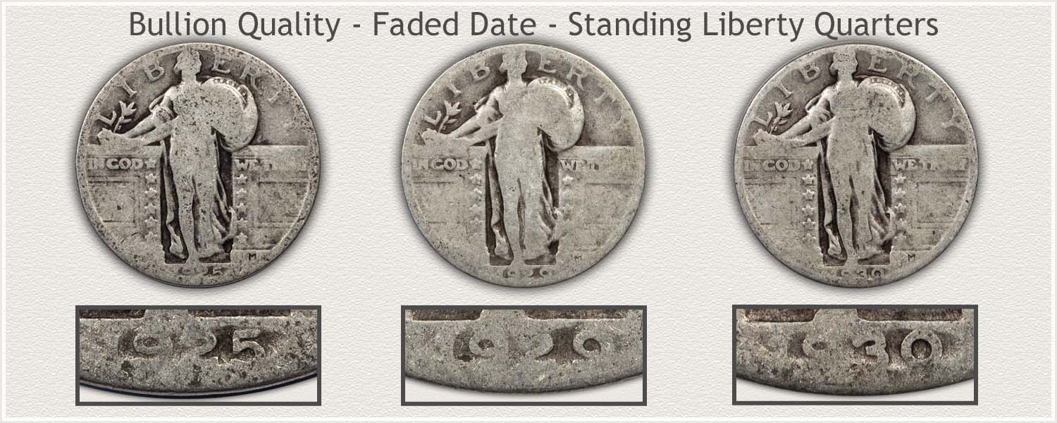 Standing Liberty Quarters Post 1924 With Faded Dates