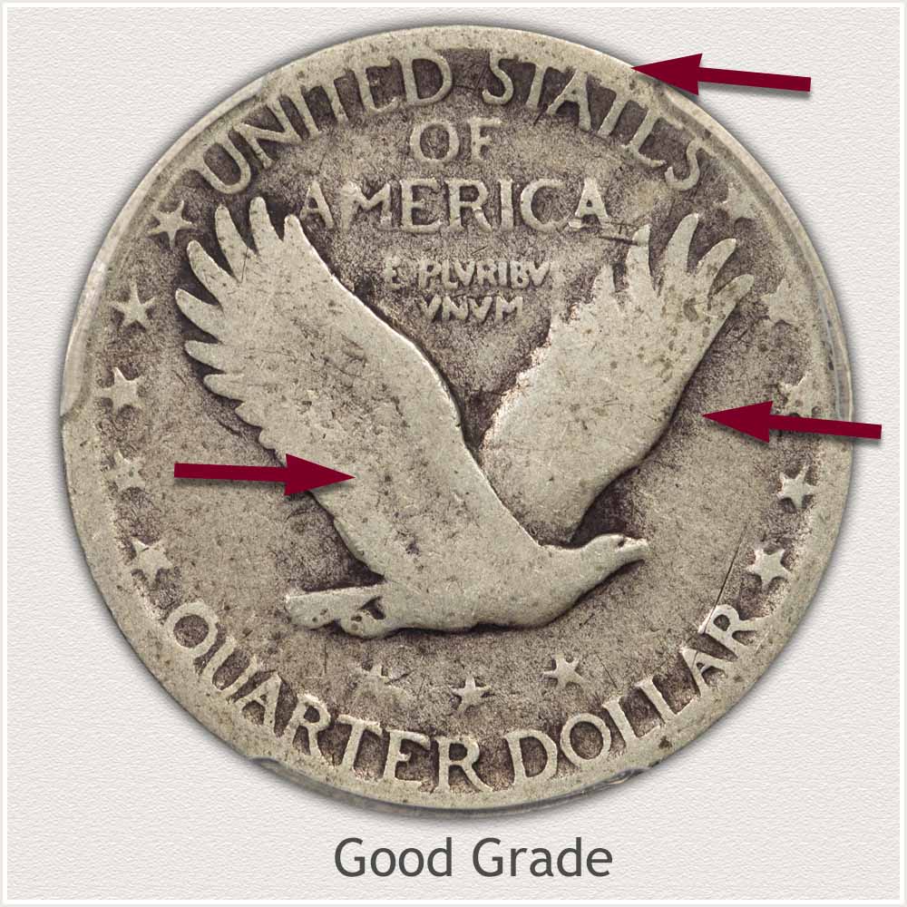 Reverse View: Good Grade Standing Liberty Quarter