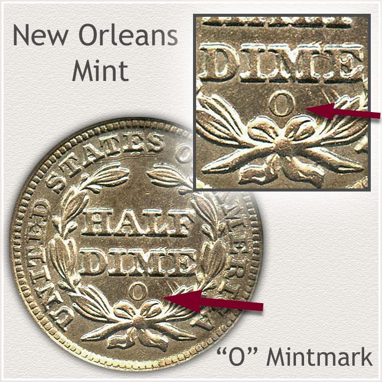 New Orleans Mint Stars Obverse Half Dime