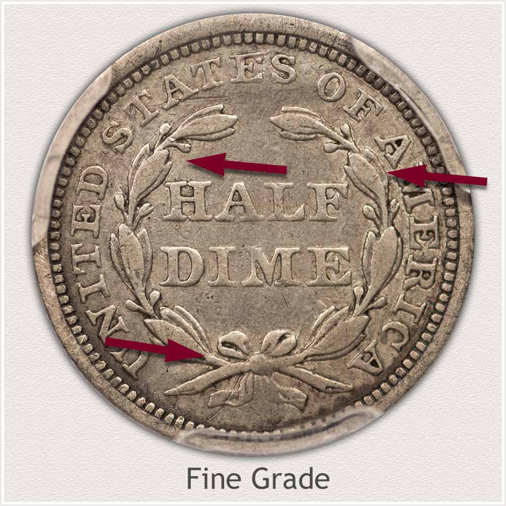 Reverse View: Fine Grade Stars Obverse Seated Half Dime