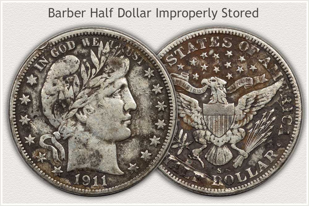 Storage Damage Lowering Value of Barber Half Dollar