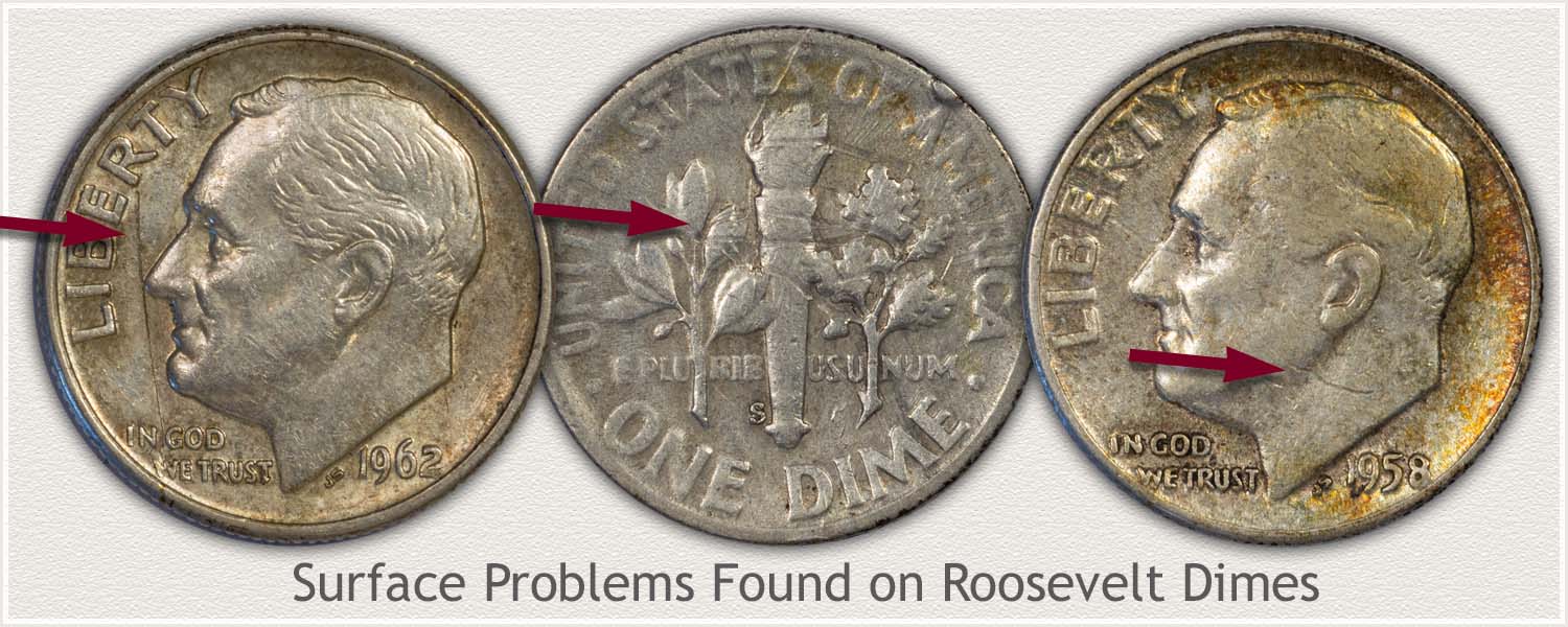 Damage on Roosevelt Dimes