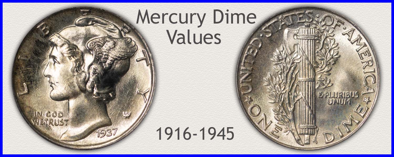 1916-1945 Mercury Dime Roll 50 Coin Various Marks Circulated Condition 
