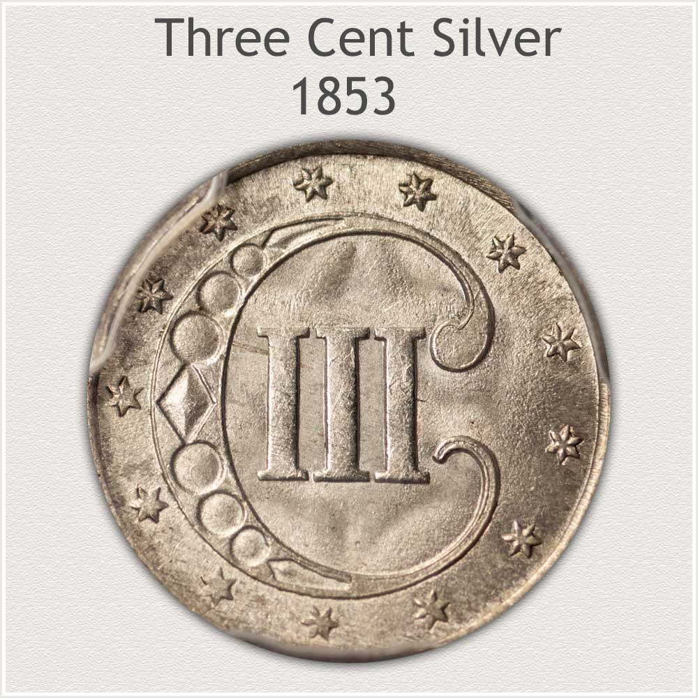 Bright Mint State 1853 Silver Three Cent Piece
