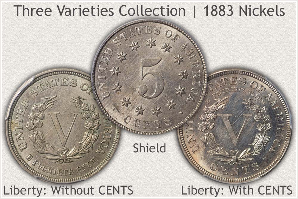 Three Varieties Collection of 1883 Nickels