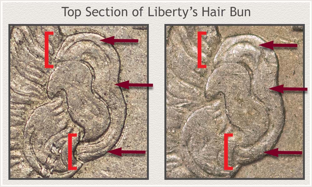 Top Section Hair Bun Detail Comparing Half or More to Less than Half Detail Metric