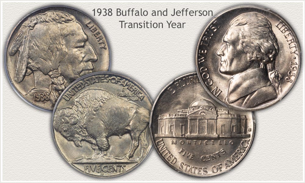 1938 Buffalo and 1938 Jefferson Nickels