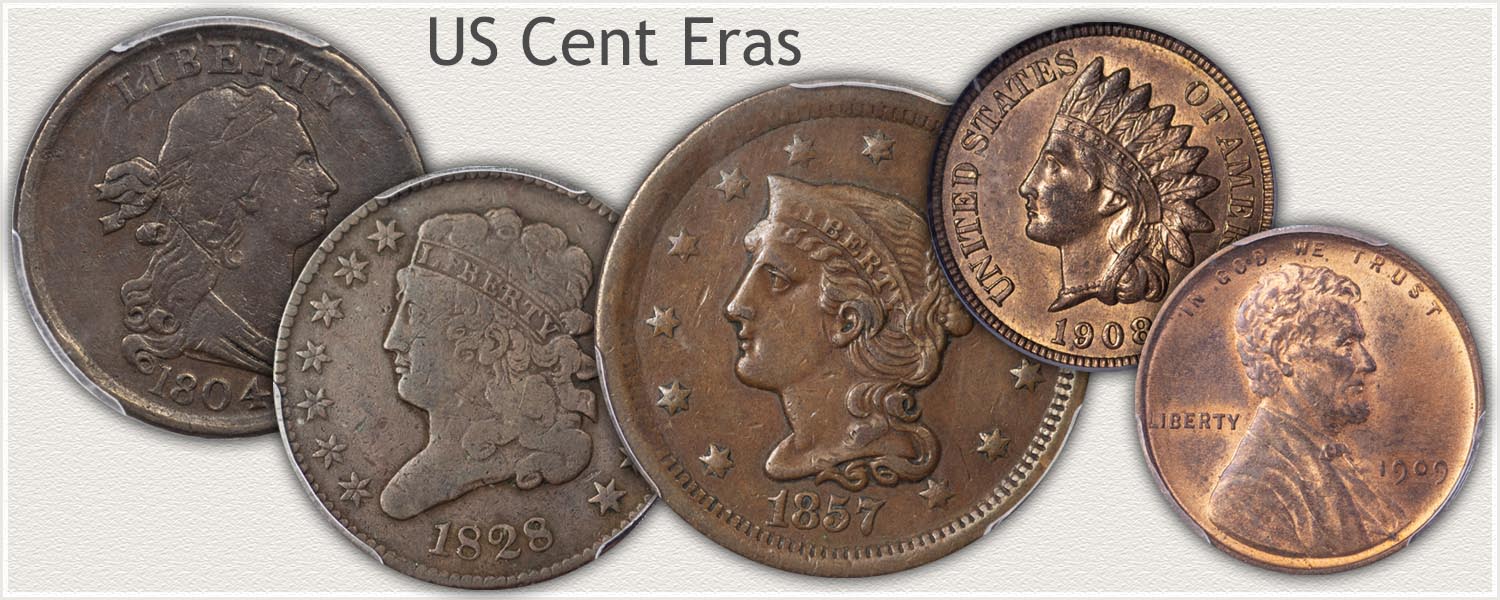 US Cents of Different Eras