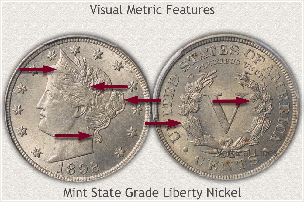 Visual Metric Features Examined on a Mint State Grade Liberty Nickel