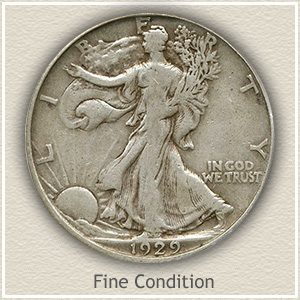 1939 S Walking Liberty 90% Silver Half Dollar Grades Fine to XF with Full Rim Date and Motto US Mint 