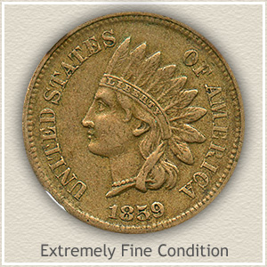 1859 Indian Head Penny Extremely Fine Condition