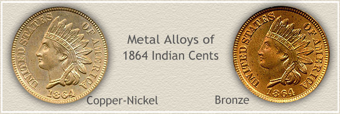 Compare the Copper Nickel 1864 Penny to the Bronze Variety