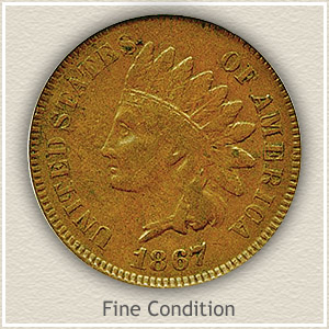 1867 Indian Head Penny Fine Condition