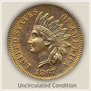 1867 Indian Head Penny Uncirculated Condition