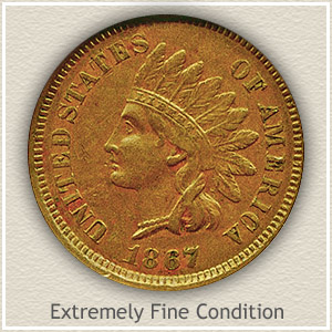 1867 Indian Head Penny Extremely Fine Condition