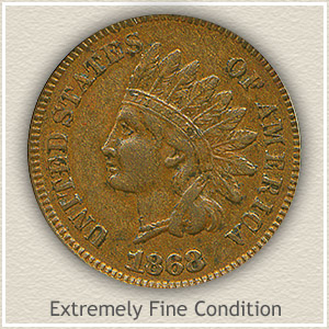 1868 Indian Head Penny Extremely Fine Condition