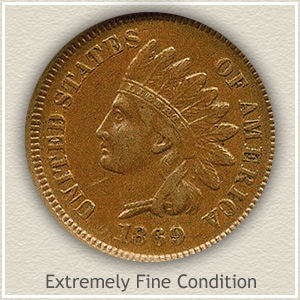 1869 Indian Head Penny Extremely Fine Condition
