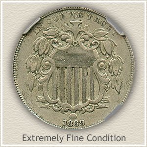 1869 Shield Nickel Extremely Fine Condition