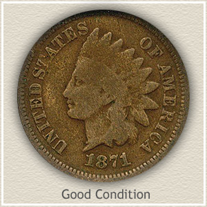 1871 Indian Head Penny Good Condition