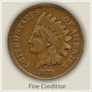 1872 Indian Head Penny Fine Condition