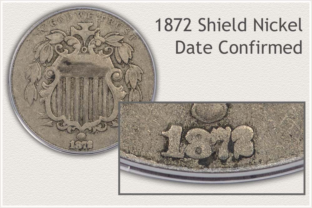 Close-Up View of the Date on an 1872 Shield Nickel