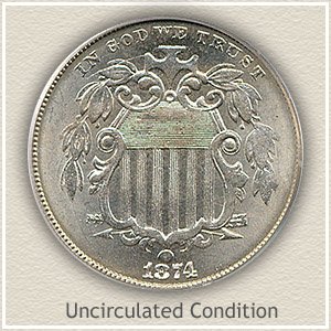 1874 Nickel Uncirculated Condition