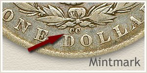 Mintmark Location 1879-CC Morgan Silver Dollar